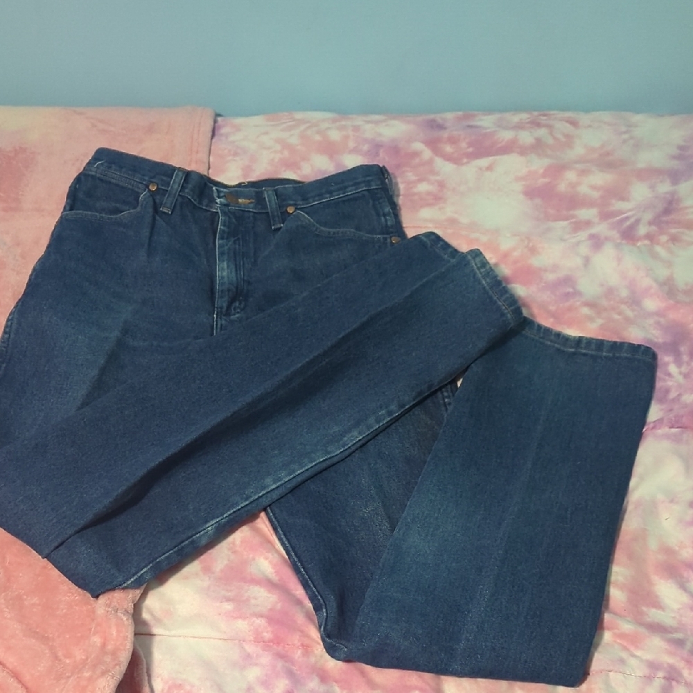 Wrangler Blue Denim Jeans with Brown Patch